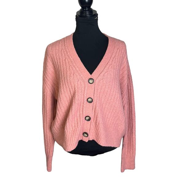 Brave Soul Sweaters - Brave Soul Chunky Oversized Cropped Cardigan Medium